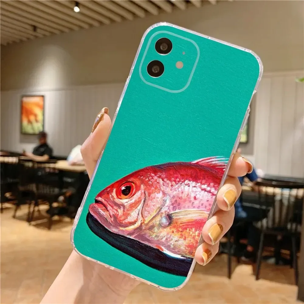 Custodia per telefono con sardine divertenti per iPhone 16 15 14 13 12 11 Pro Max Mini X XS SE 7 8 Plus 16E Cover morbida in silicone antiscivolo antiurto