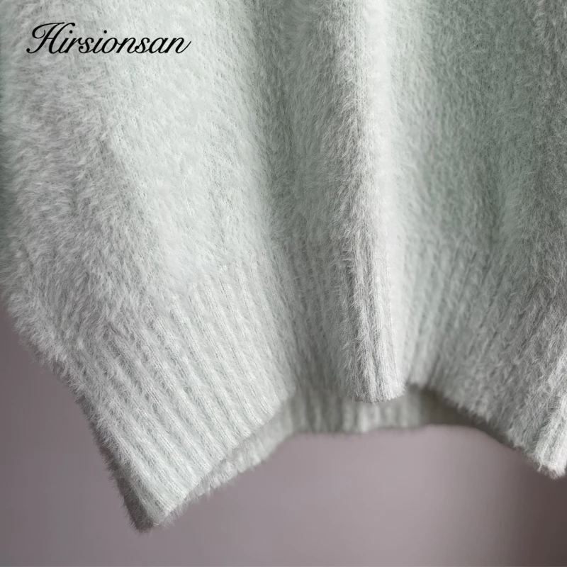 Hirsionsan High Quality Cashmere Sweater Women Basic Knitted Pullover Elegant Soft Ladies Clothes Loose Casual Female Jumper