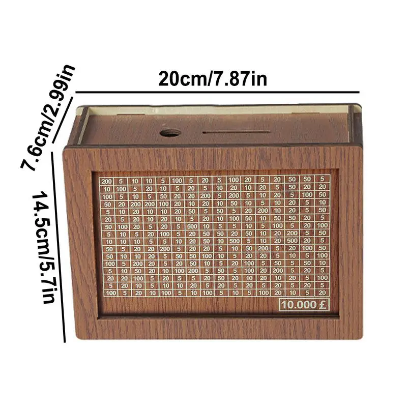 กระปุกออมสิน BOX penyimpan uang ไม้พร้อมกล่องเก็บเงินพร้อมเคาน์เตอร์และตัวเลขกล่องประหยัดเงินสด