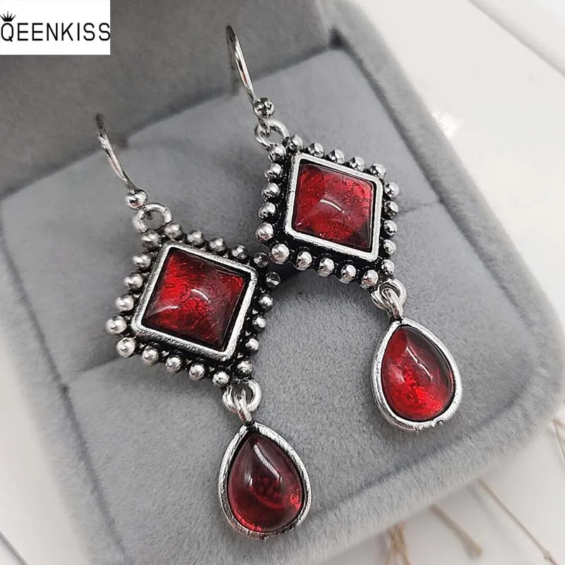 

Ювелирные изделия QEENKISS EG6230, оптовая продажа, модные женские серьги-подвески из античного серебра в стиле ретро, подарок на день рождения, свадьбу