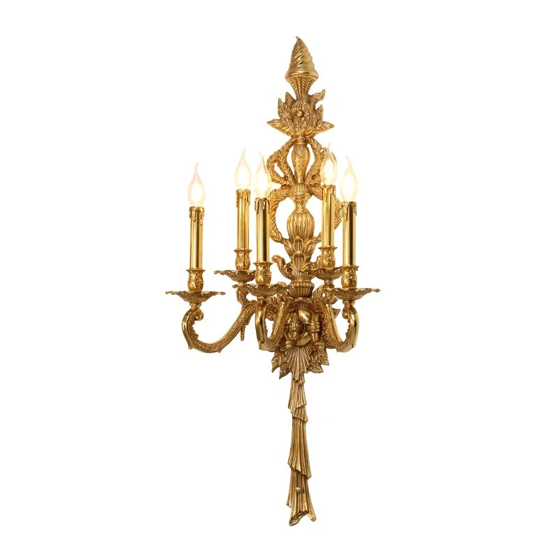 

European all-copper crystal wall lamp French living room large corridor entrance double head