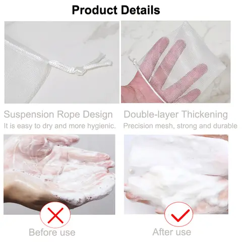 10/20 पीस साबुन फोमिंग नेट बैग फेस क्लींजर साबुन एक्सफ़ोलीएटिंग मेश ड्रॉस्ट्रिंग बैग शावर बॉडी वॉश बाथरूम सफाई की आपूर्ति 8 best sales साबुन की थैली - №7
