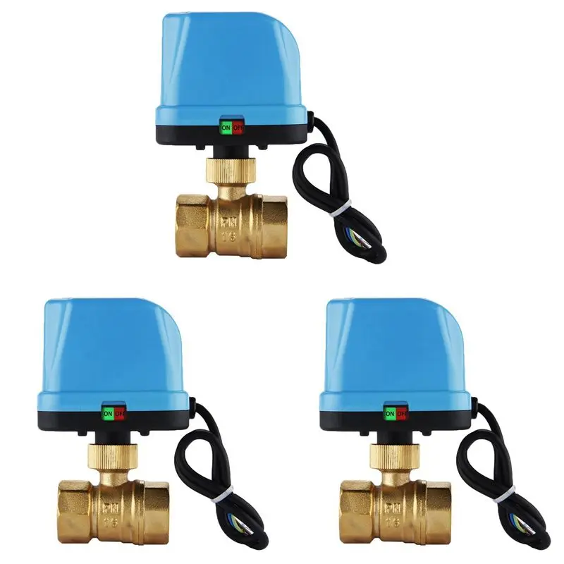 DT17 3X DN20 3/4 Inch 2-Way Motorized Ball Valve 220V with LED, Electric Zone Valve for HVAC Water Control