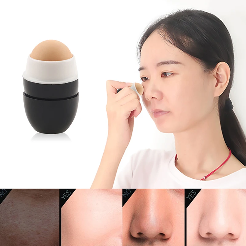 ลูกกลิ้งหินภูเขาไฟแบบพกพา1ชิ้นลูกบอลน้ำมันซึมซับและทำความสะอาดอุปกรณ์ดูแลผิวหน้าเมคอัพ