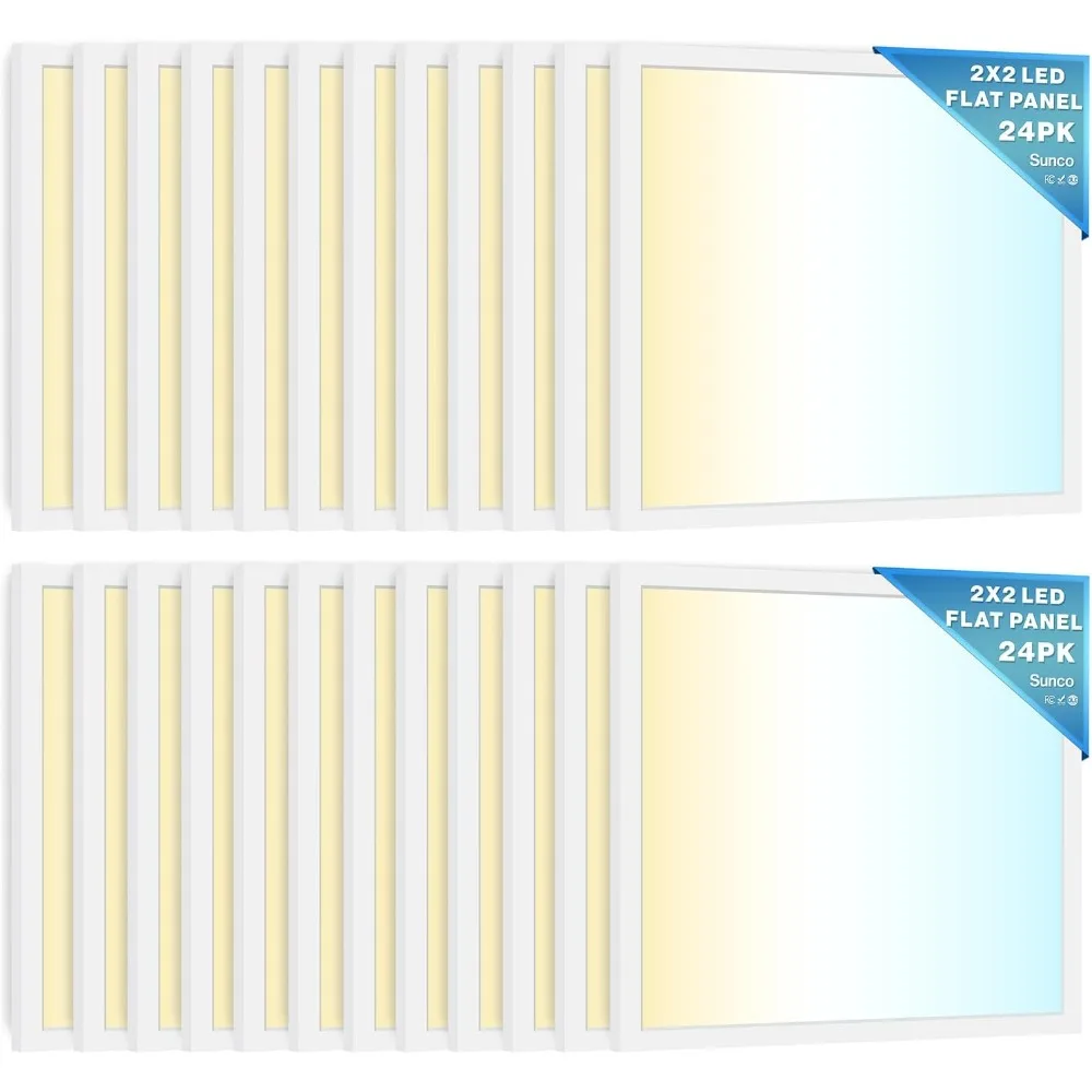 

24 Pack 2x2 LED Flat Panel Light, Dual Selectable CCT 4000K/5000K/6000K & Selectable Wattage 30W/35W/40W, 5200 Lumens, Dim