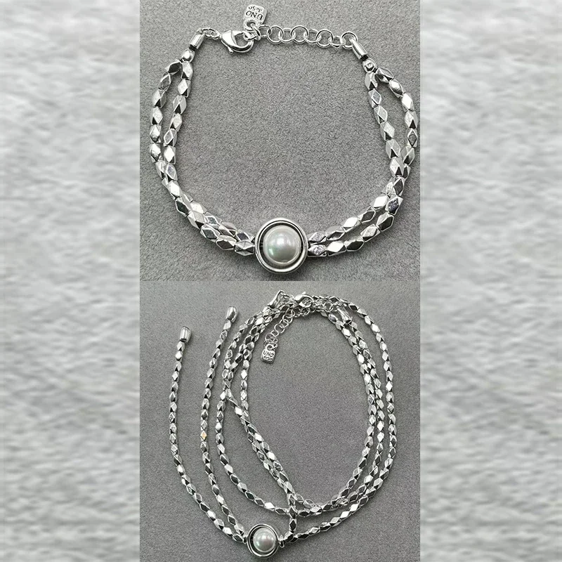 

2024 UNOde Spain Gentle and Elegant Light Luxury Pearl Rice Grain Stone Bracelet Necklace Jewelry Set Holiday Gift