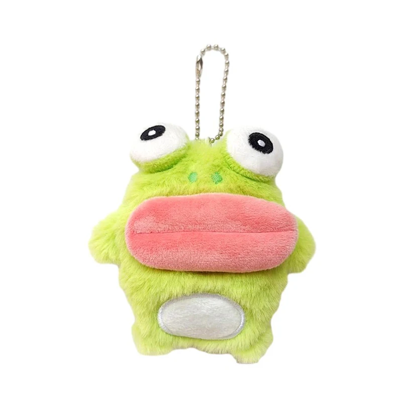 [New] Sausage Mouth Frog Key Chain Cartoon Plush Doll Pendant Couple Key Ring Backpack Charms Car Bag Decor Christmas Hot sale view 3