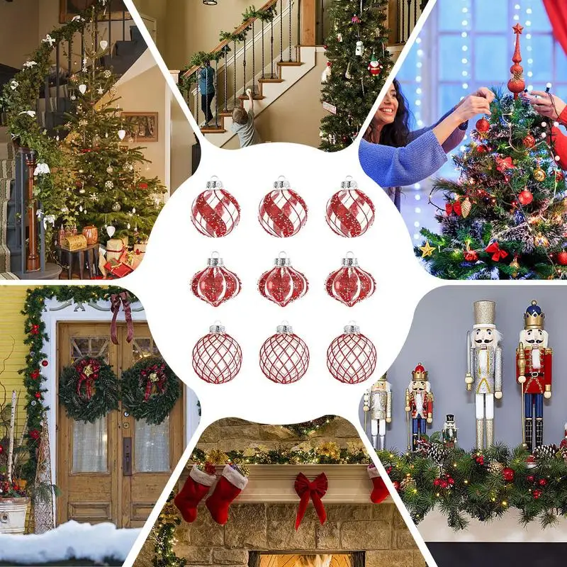 Christmas tree decorations 9 Pcs Christmas balls Hanging ball decorations Decorative tree balls for home holiday decoration