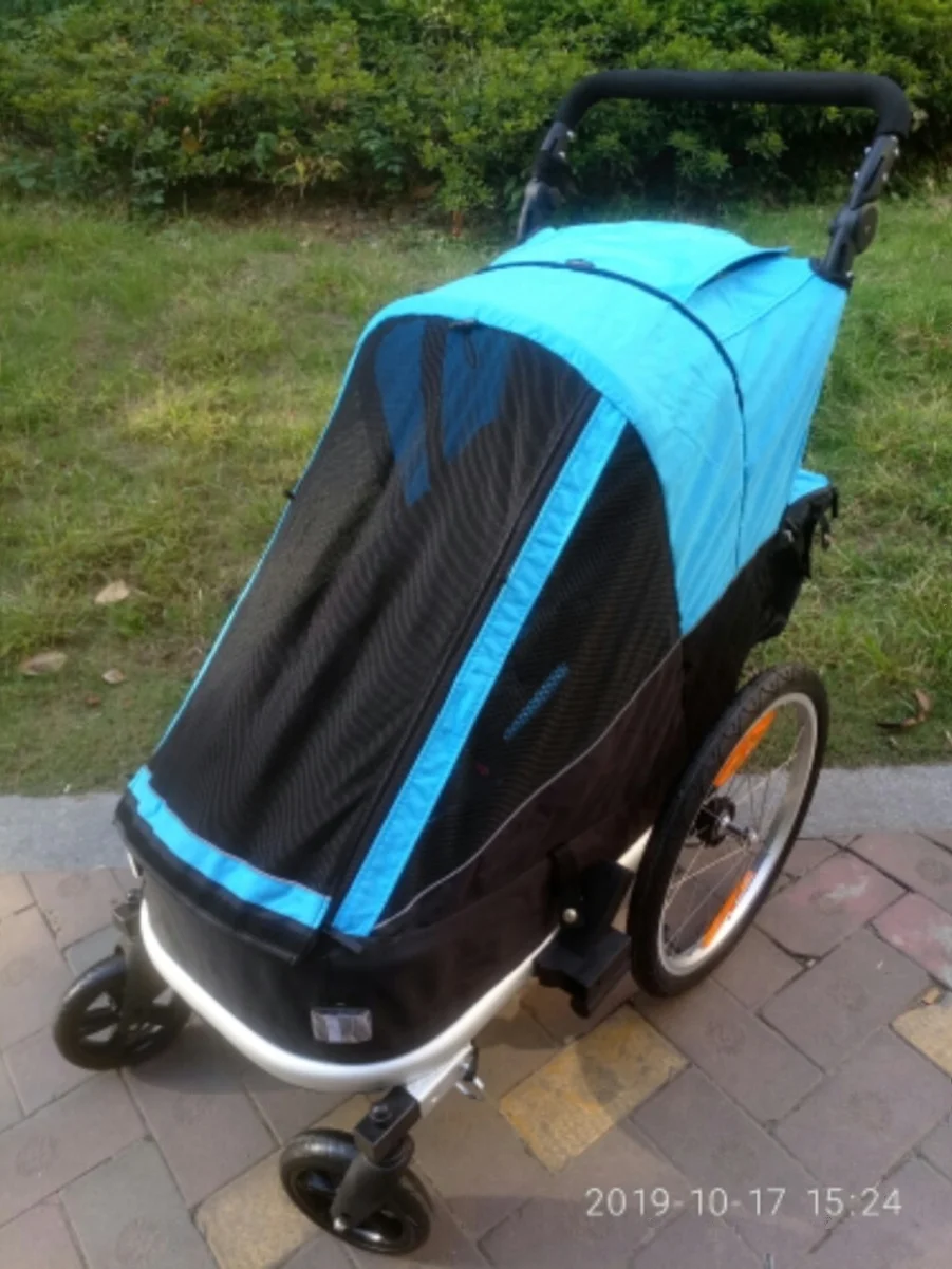 2 in 1 Single Kid Bicycle Trailer Have 20-Inch Inflatable Wheel, Red Color Baby Stroller/Jogger with Adjustable Handle