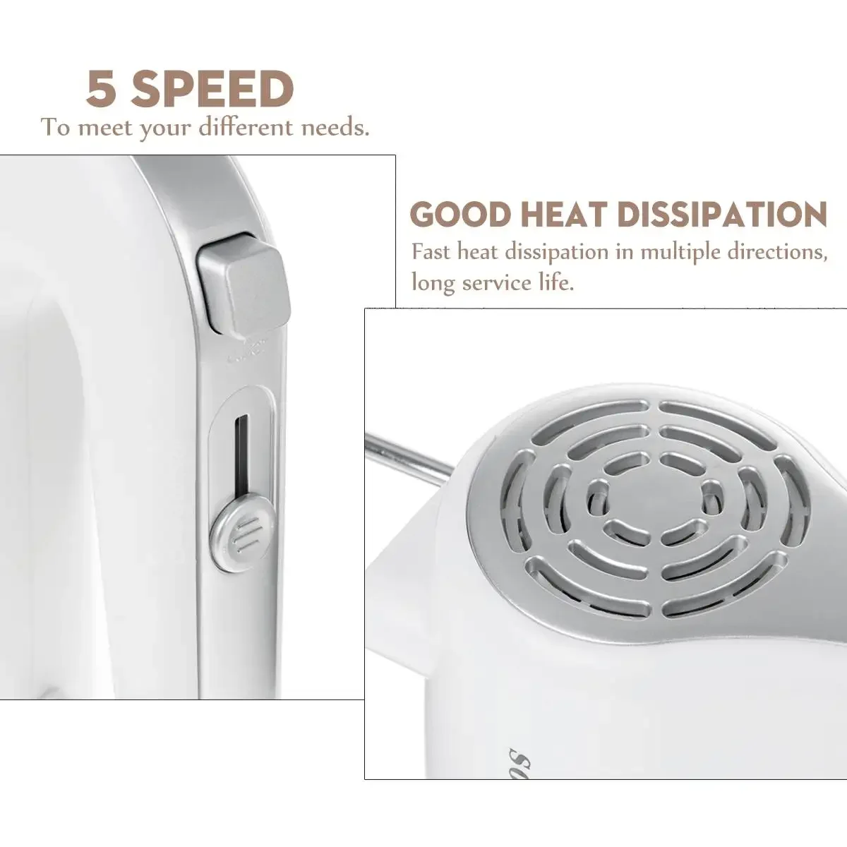 500W&180W Power Electric Food Mixer Hand Blender 5 Speeds Dough Blender Egg Beater Food Processor Kitchen Manual  Cooking Tools
