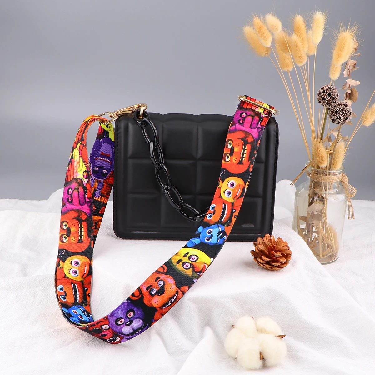 Alça de ombro de nylon para mulheres Desenhos animados de horror, urso, acessórios para bolsa ajustável, crossbody, cintos, correias