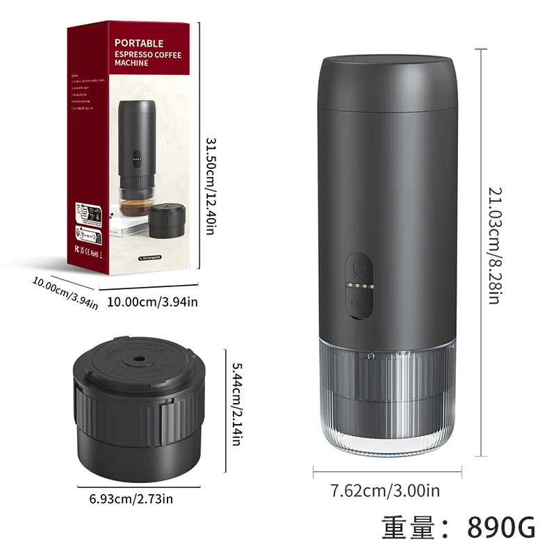 مجموعة ماكينة القهوة الإيطالية المحمولة المصنوعة من الفولاذ المقاوم للصدأ 2 في 1 مستخلص كبسولة مركزية مكتب منزلي صغير خارجي #5