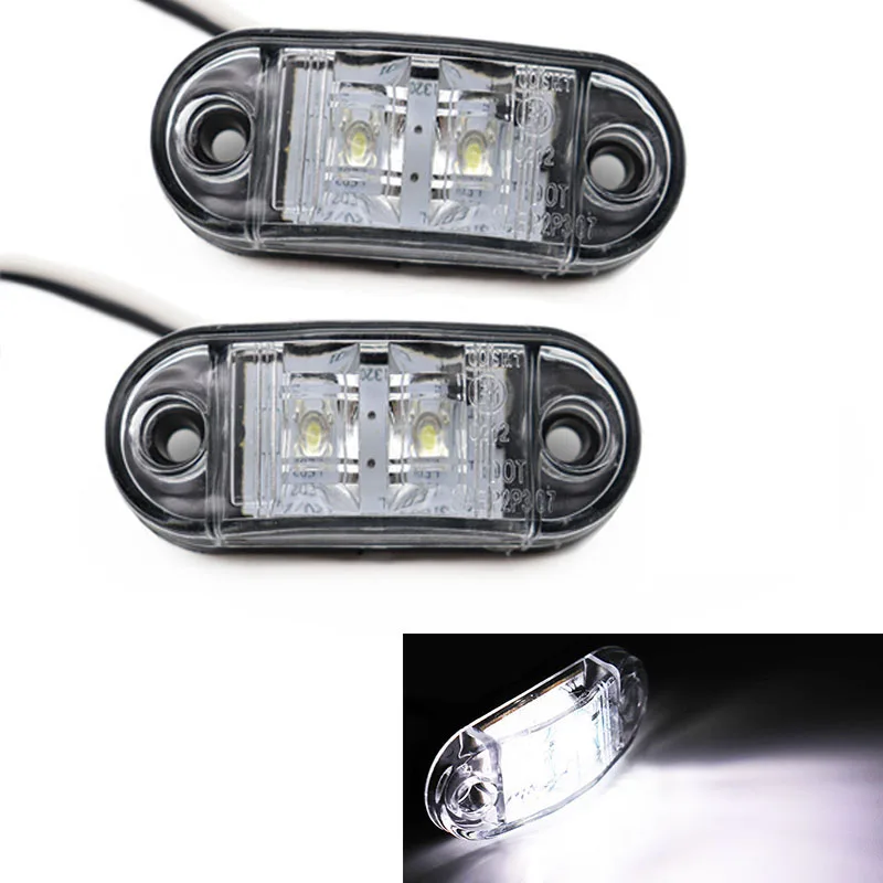 2Pcs 12V / 24V LED Side Marker Lights Car External Lights Warning Tail Light Auto Trailer Truck Lorry Lamps White color