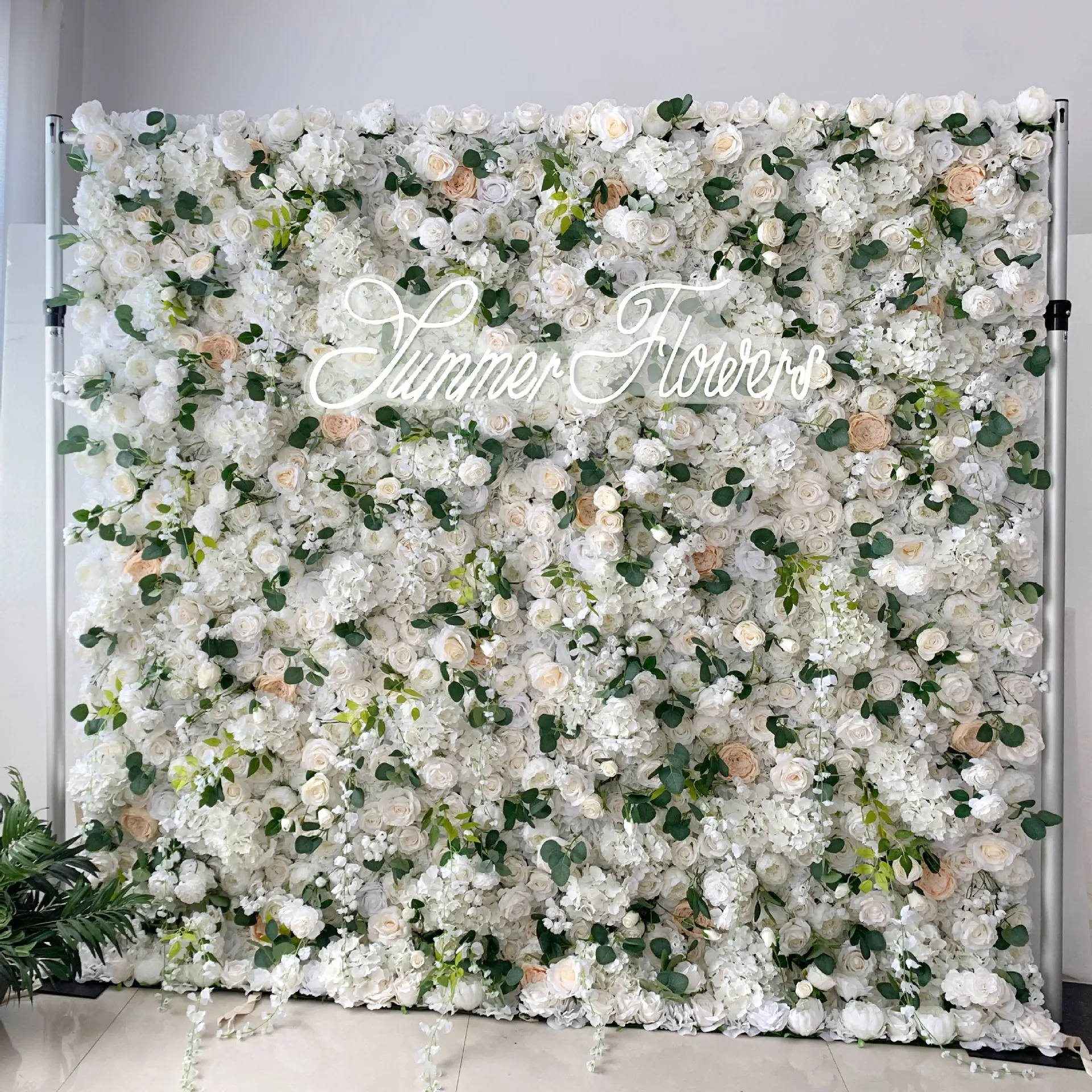 

Mixed Flower Series 3D Luxury White Rose Peony Hydrangea artificial plant Flower Wall Event party wedding background decoration