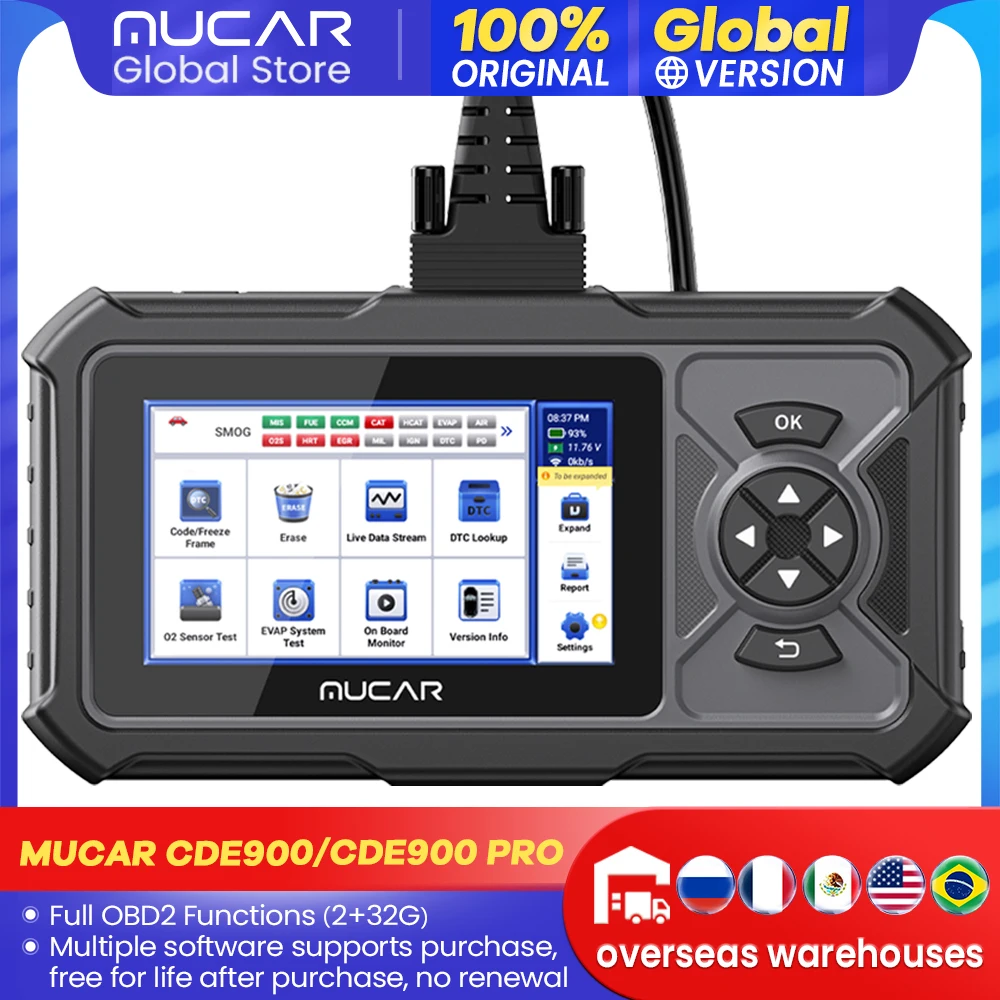 MUCAR CDE900 Pro OBD2 Diagnostic Tool Full System Diagnosis 28 Maintenance Bi-directional Control ABS SRS TCM ECM scanner tools