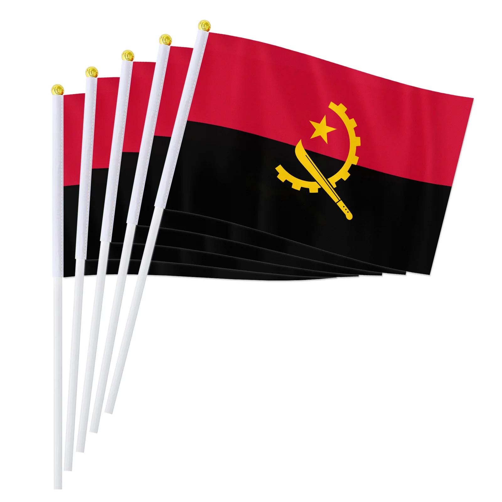 PTEROSAUR 14*21cm Angola Hand Flag, Angola Angolan National Flag World African Countries Hand Held Small Waving Flag, 50/100pcs