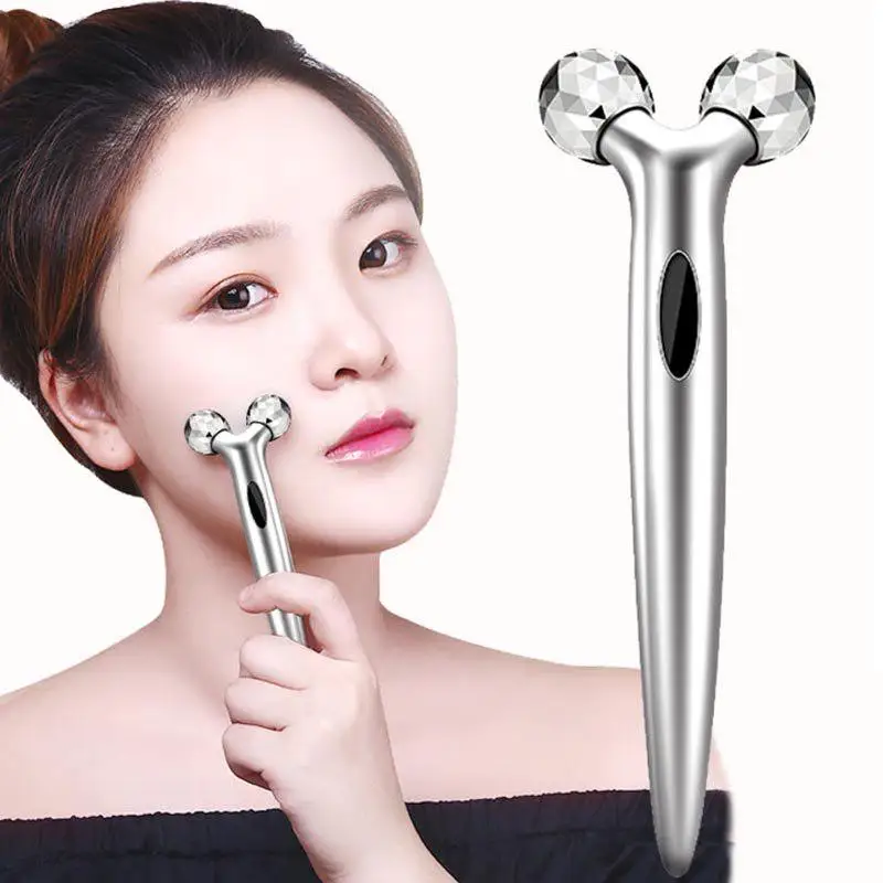 

3D Roller Massager 360 Rotate Silver Thin Face Full Body Shape Massager Lifting Wrinkle Remover Facial Massage Relaxation Tool