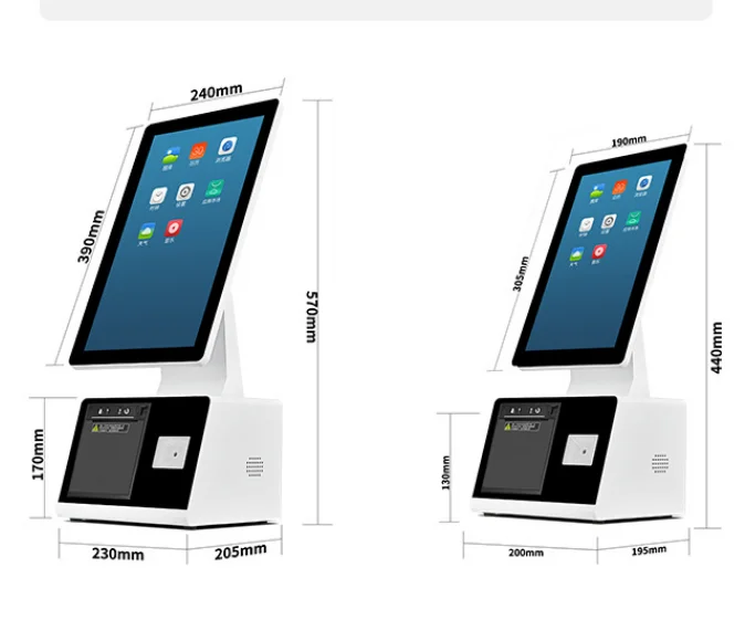 Terminales POS todo en uno con pantalla táctil de 15.6 o 11.6 pulgadas, impresora y escáner integrados, terminal POS de sobremesa.