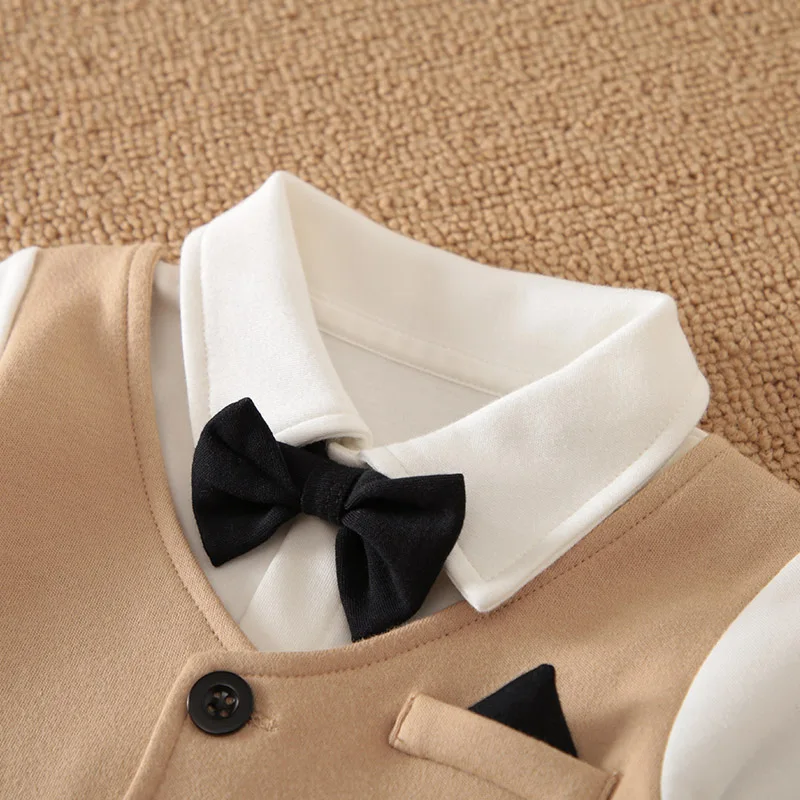 0-18m Newborn Clothing Gentleman Handsome Formal Suit Suit Cotton Comfortable Soft Spring And Autumn Long Sleeved Baby Jumpsuit