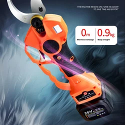 Brushless Electric Pruning Shears Efficient 25V 40mm Cordless Electric Fruit Tree Scissors With 2 Lithium-ion Batteries