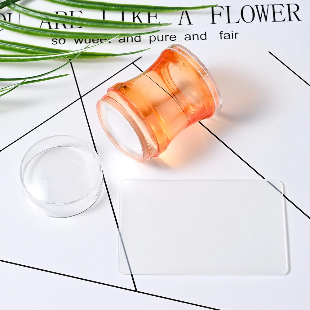 Transparentes Silikon-Nagelkunst-Stempelset für French Manicure, Stempelplatte, Nagellack-Schablone, Siegelstempel, Schaber – Detail 5