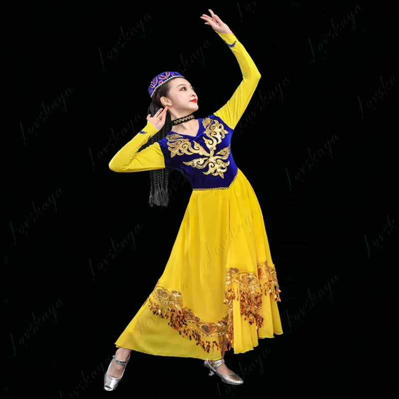 Costume de danse du Xinjiang, nouveau Style, Costume de danse ouïghoure, jupe pivotante pour pratique sur scène d'examen d'art pour filles