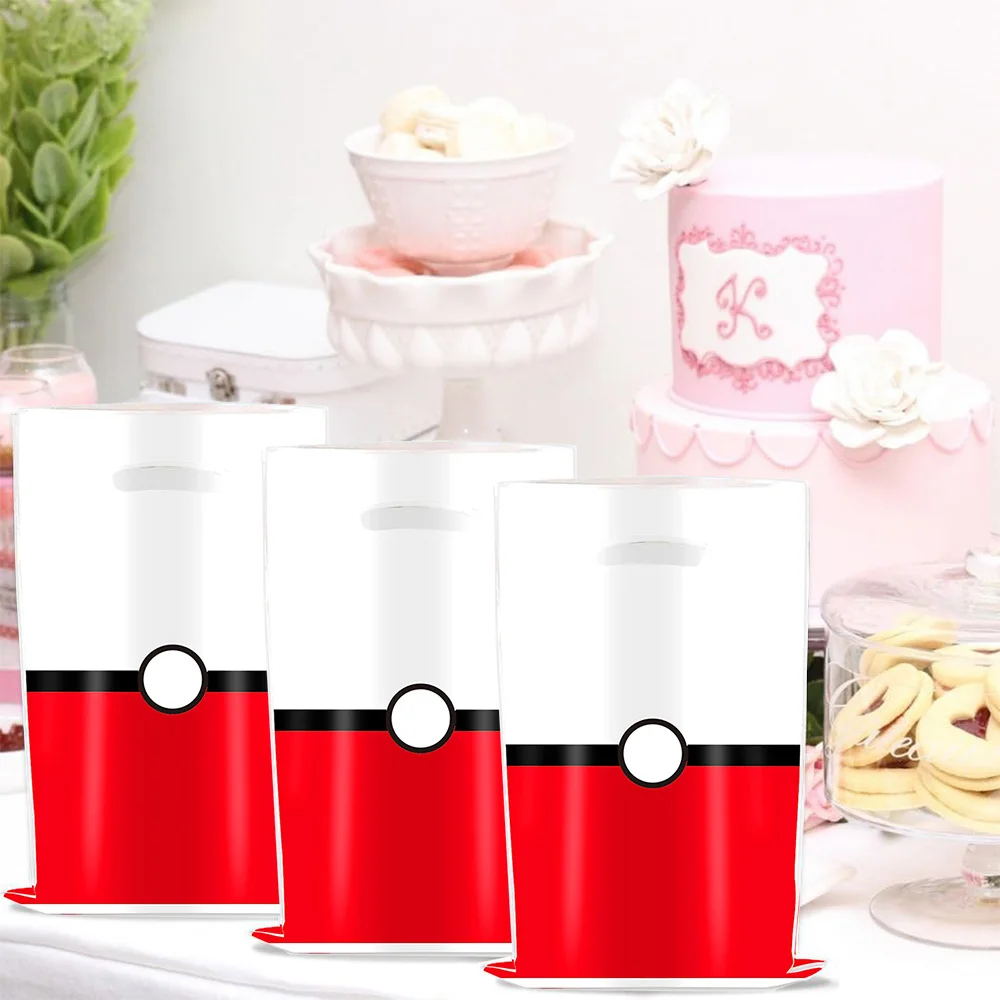 10/50 قطعة أكياس هدايا البوكيمون زينة عيد الميلاد Pokeball الحلوى شغل أكياس الضيوف التذكارية الأطفال لوازم استحمام الطفل