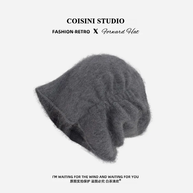 Einfache, einfarbige Plüsch-Strickmütze für Herbst und Winter, warme Outdoor-Ohrenschutz-Skimütze für Damen. – Detail 3