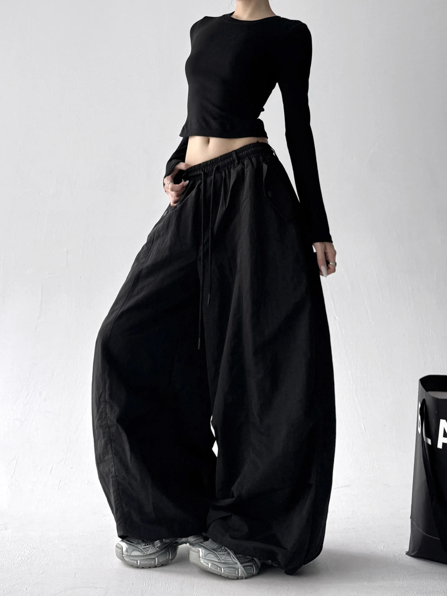 กางเกงทำงานทรงหลวมสไตล์อเมริกันสำหรับผู้หญิง รุ่น Thiened American Sle Bla Paratrooper เหมาะสำหรับเต้นแจ๊ส ใส่สบายๆ ในฤดูใบไม้ร่วงและฤดูหนาว