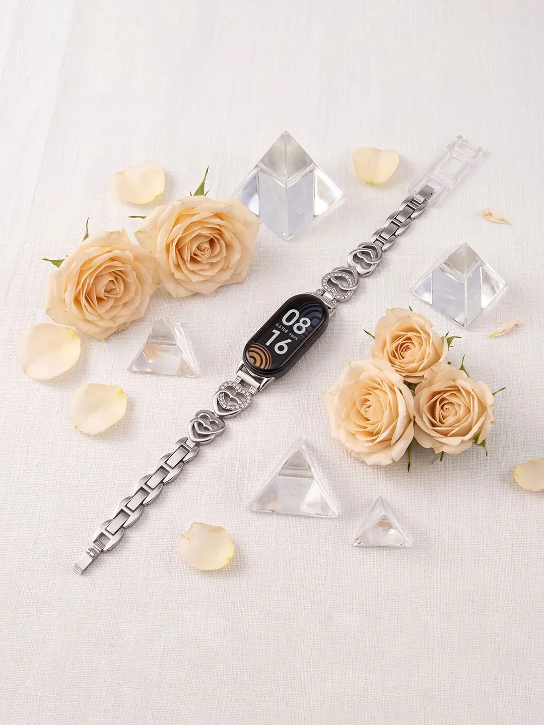 Thin Metal Strap for Xiaomi Mi Band 5/7/6 Wristband Women Bling Bracelet Slim Watchband for Mi Band 10/9/8 Smartwatch Adjustable