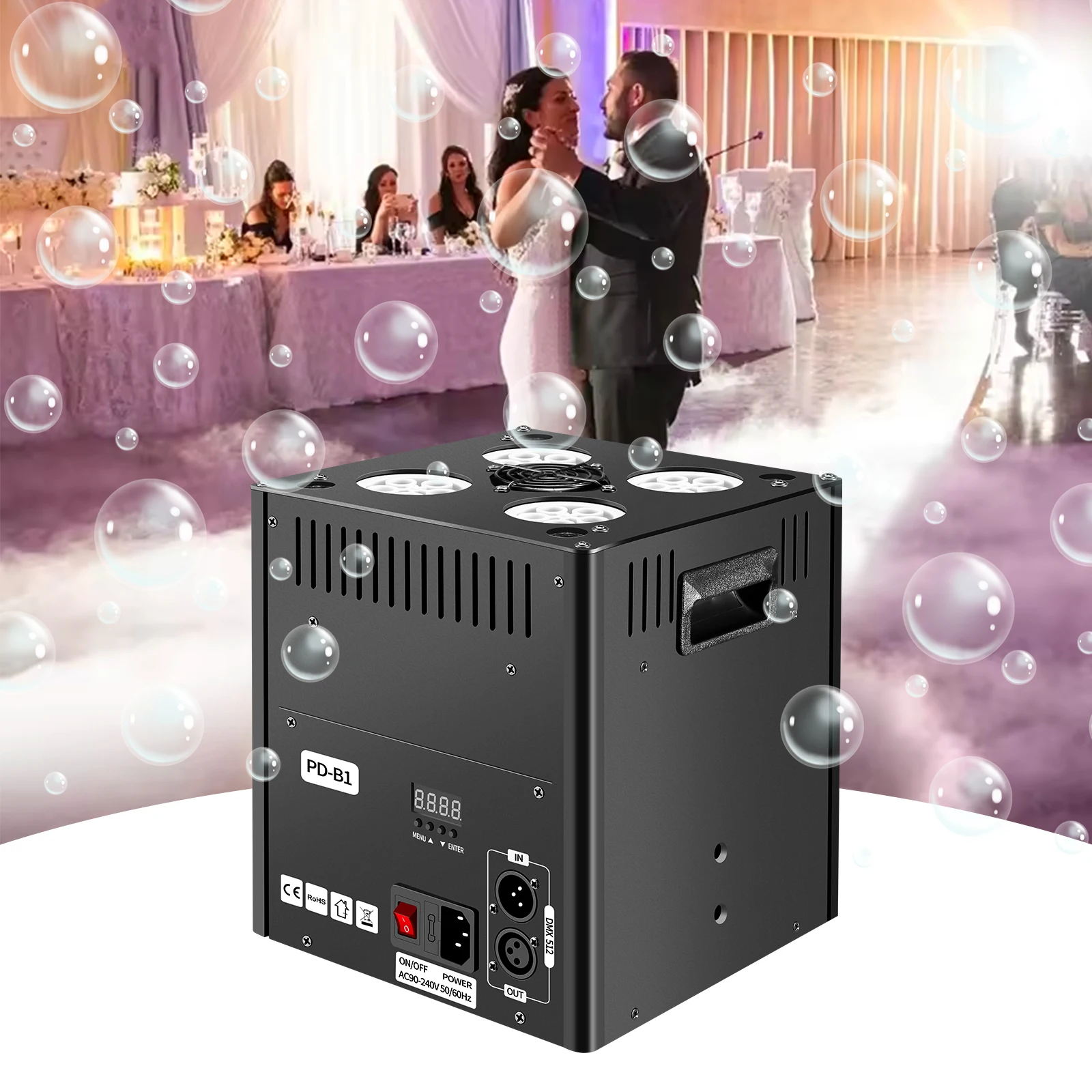 

Smoke Bubble Machine DMX512 Remote Contreller Stage Lighting Effect Equipment For DJ Disco Wedding Bar Performance Foam machine