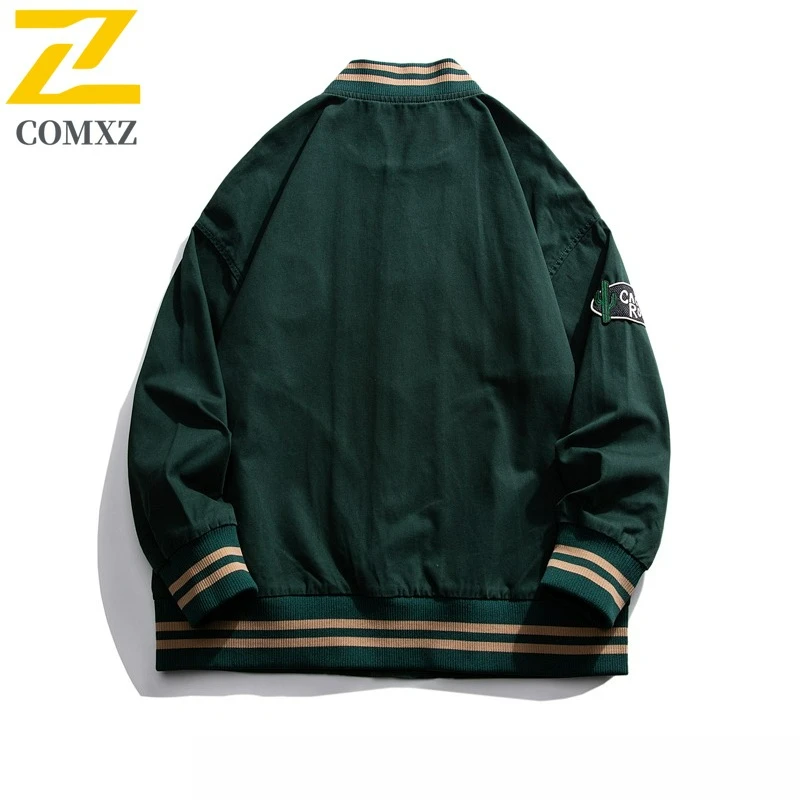 COMXZ Versatile Baseball Jacket 2025 New Loose Fit Casual Adventure Jackets Mens Sport Baseball Collar Spring Autumn Outerwear