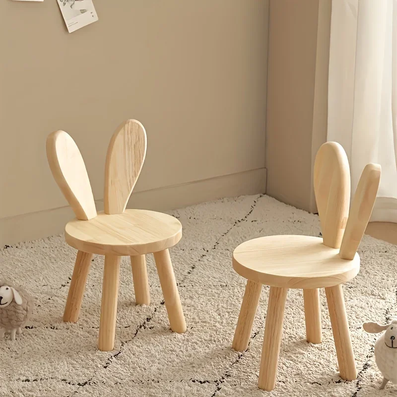 

*q forLiving Room Rabbit Ear Wooden Stool Shoe Changing Home Furniture Stool Chair Low Stool#