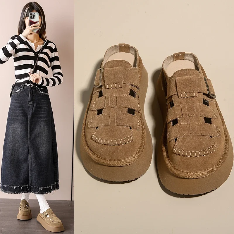 

Trendy and Fashionable Sandals 2024 New Casual Versatile Lazy Man Baotou Slippers for Wearing Half Tug Women's Shoes Outside