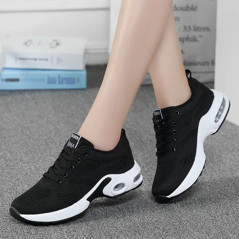 Spring Mininet Flying Weaving Women Shoes Korean Version Versatile And Comfortable Casual Shoes Women's Large-Size Sports Shoes