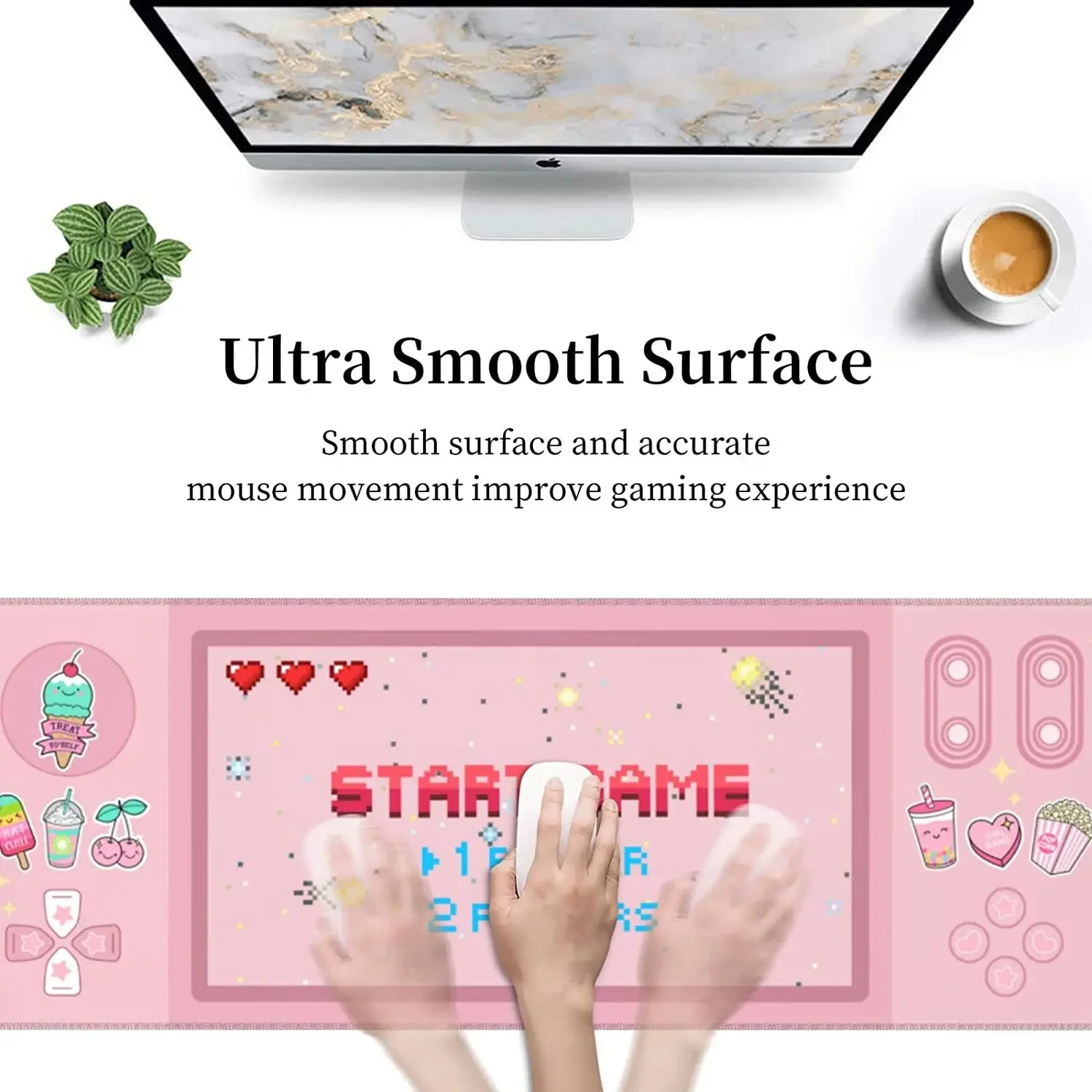 الوردي بدء لعبة ماوس الوسادة XL تمديد ماوس وسادة مكتب طويلة نونسليب المطاط الفئران الحصير مخيط حواف Playmat 31.5x11.8 بوصة