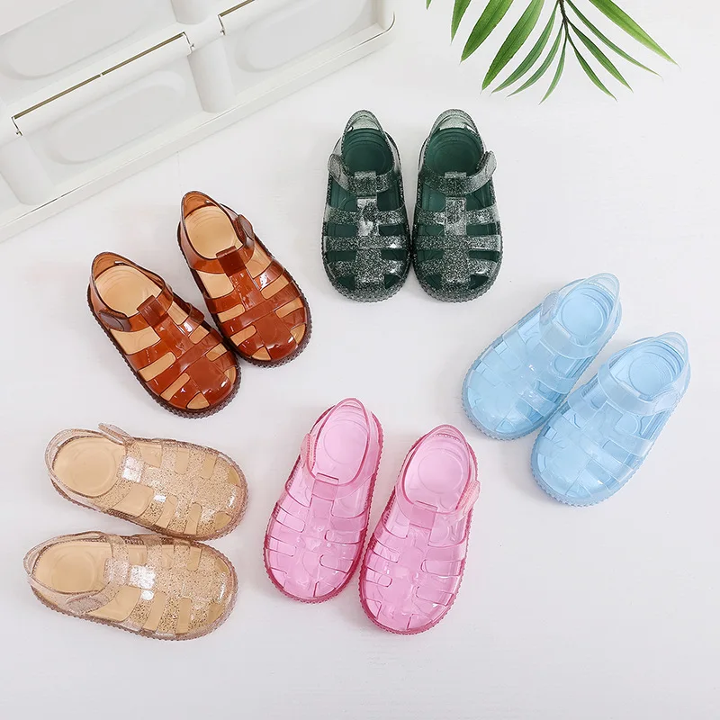 Summer New Girl\'s Baotou Sandals with Hollow Soft Sole Sandals Children\'s Buckle Baby Sandals