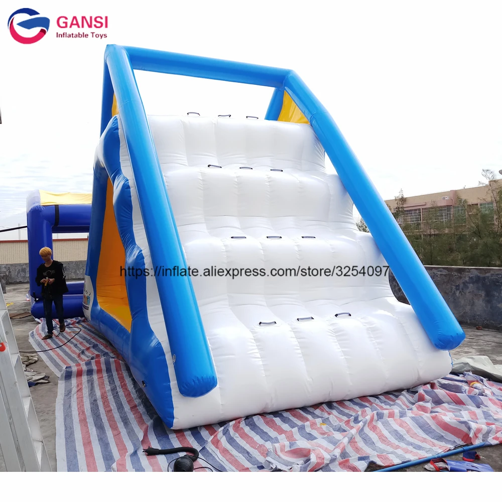 8*3*4M Promotion Inflatable Slide For Water Park PVC Durable Floating Inflatable Water Slide Climbing Tower For Sale With Pump