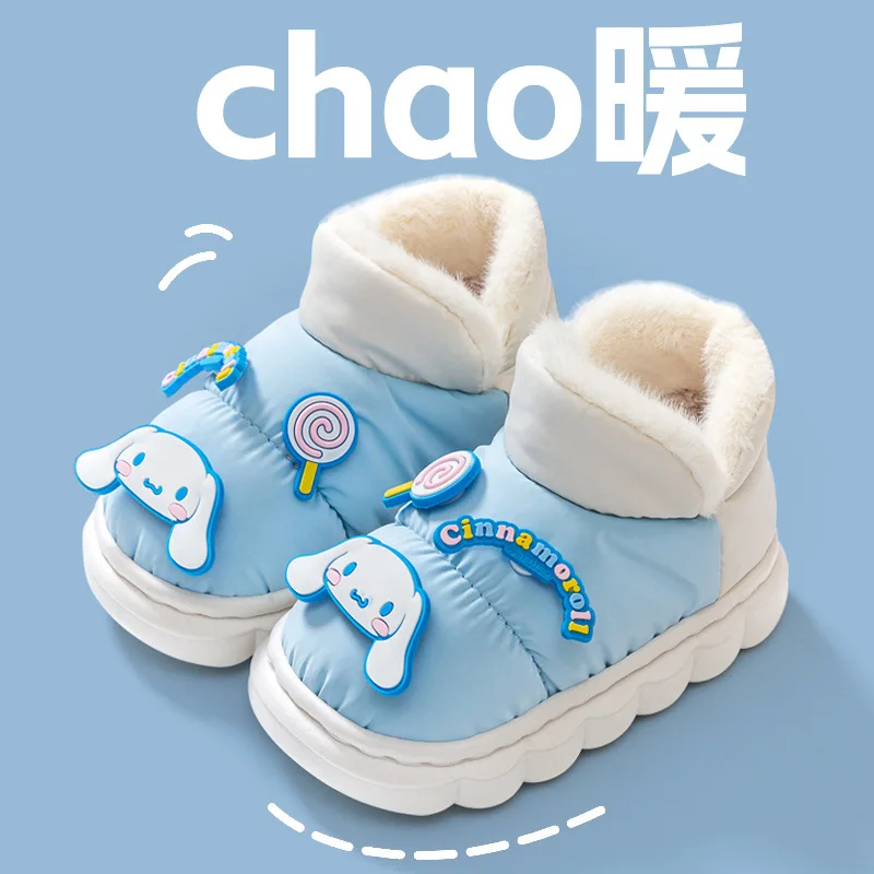 Sanrio Cute Toddler Boots Hello Kitty Kuromi Cinnamoroll Kids Shoes for Girl Winter Warm Anime Baby Snow Boots Christmas Gift