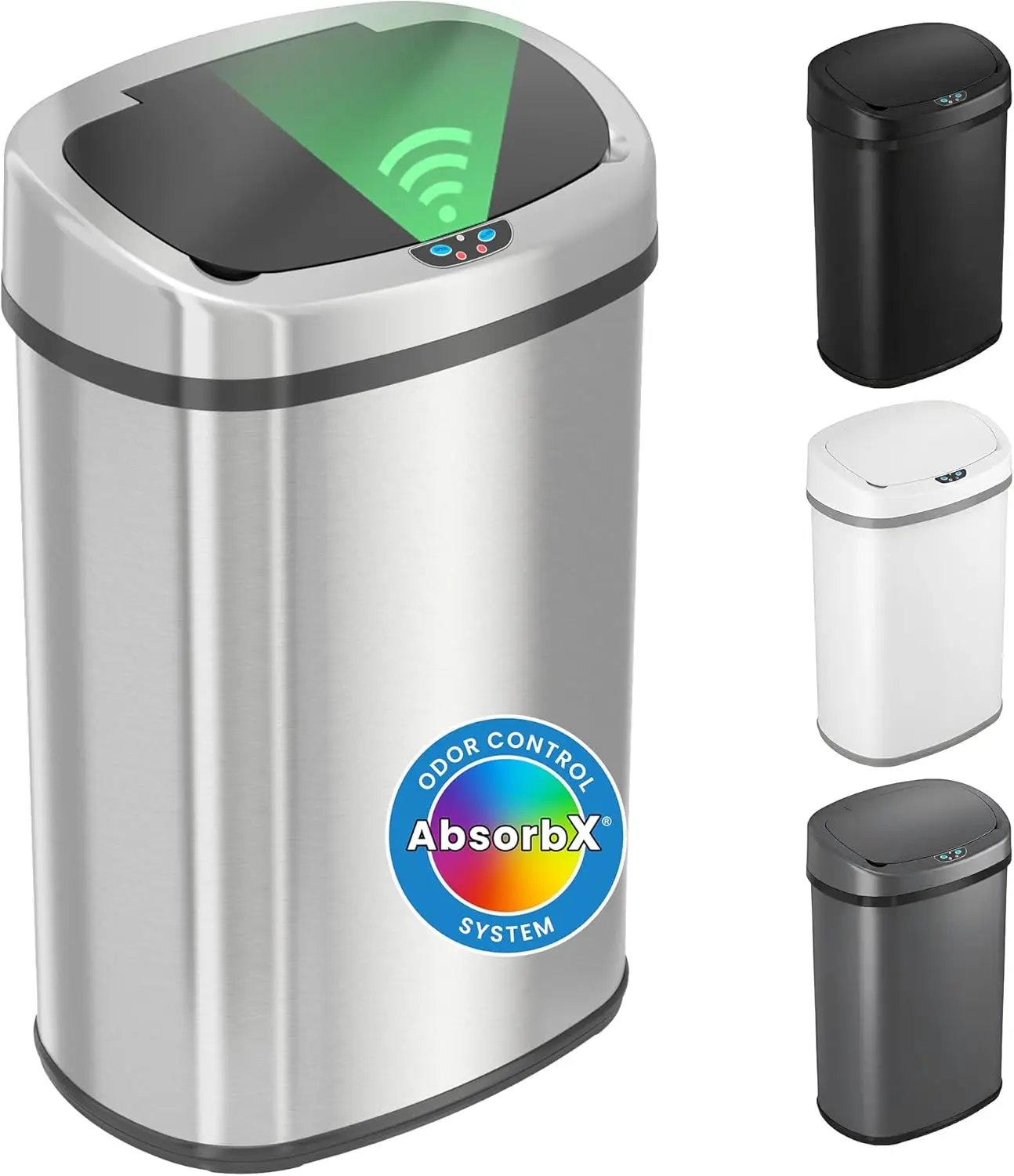 

13 Gallon Automatic Touchless Trash Can with Odor Filter, Stainless Steel, 50L Motion Sensor Kitchen Bin, Quiet Soft-Close Lid