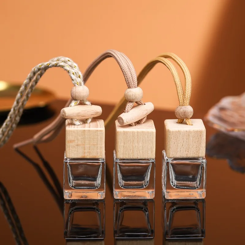 1PC Spot Supply Square Transparent Glass Vehicle Mounted Incense Pendant  Bottle Perfume