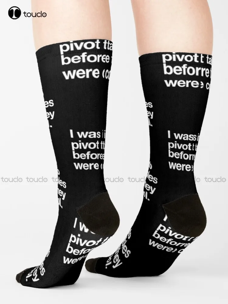 I Was Into Pivot Tables Before They Were Cool White Text Socks Cotton Socks For Men Cartoon Street Skateboard Socks Custom Gift