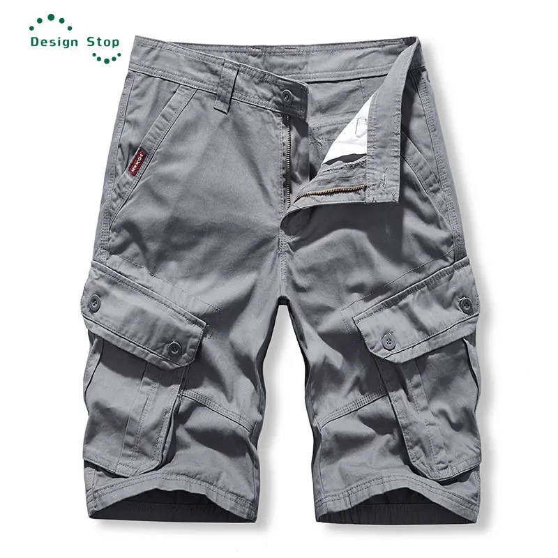 Breathable Cotton Work Shorts for Men Summer Casual Loose Fit Multi-pocket Cargo Shorts