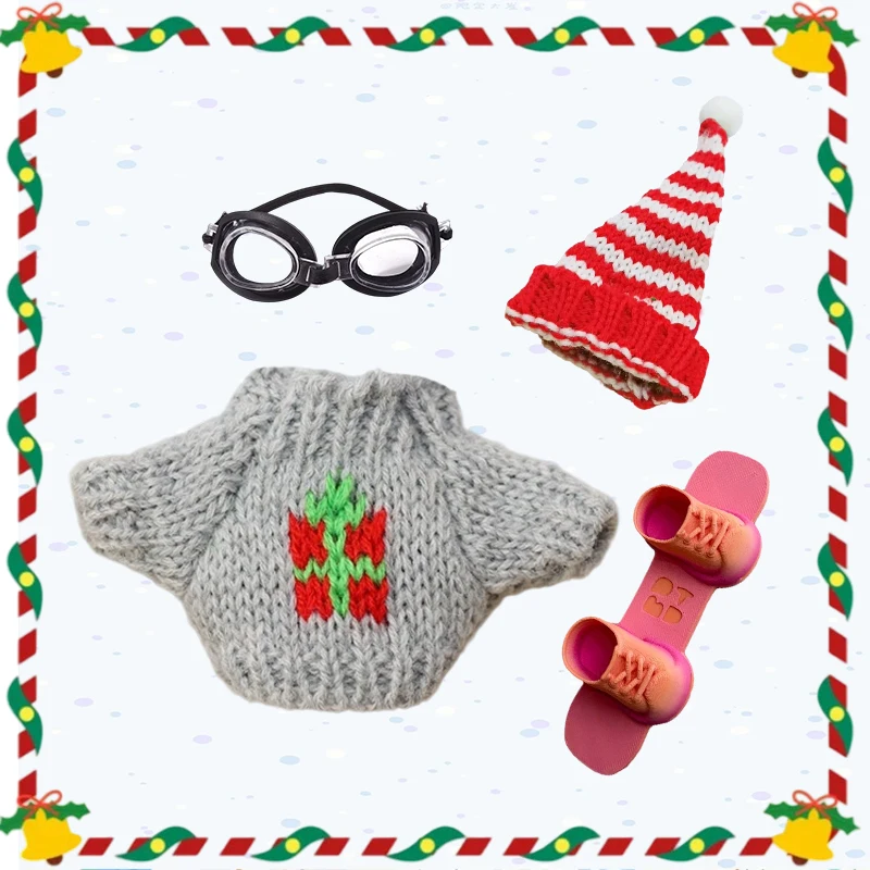 

17cm Mini Plush Doll's Clothes Outfit Accessories for Korea Kpop Exo Labubu Idol Christmas Gingerbread Man Sweater Clothing Gift