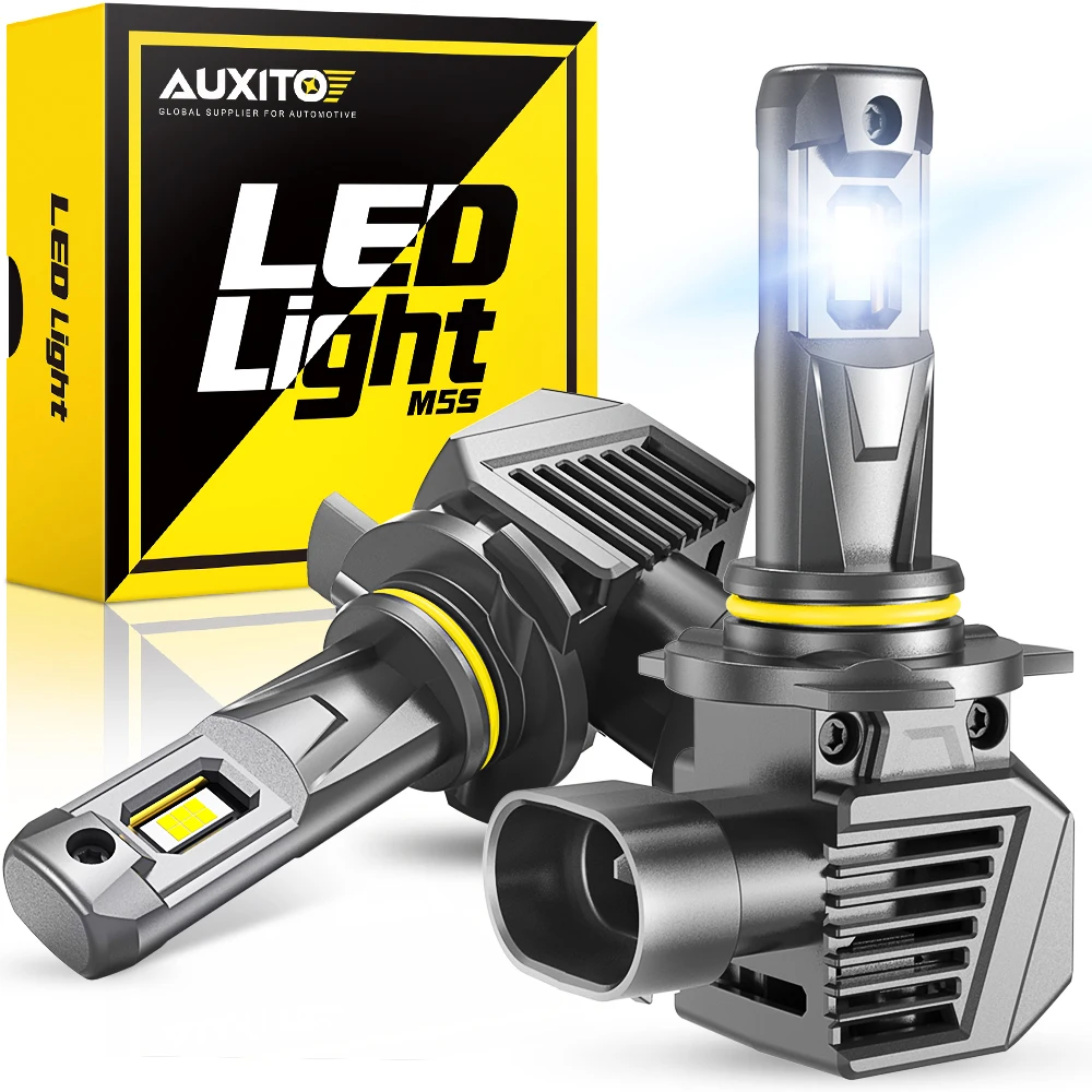 AUXITO 2Pcs Canbus 9012 HIR2 LED Headlight 120W High Power Super Bright White 6500K Car Headlamp Turbo With Fan 22000LM 12V CSP