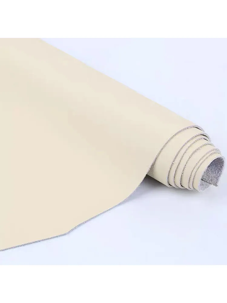 Thin cowhide material, beige, whole genuine leather, bedside sofa, soft bag, car door panel, gear lever cover, fine grain soft c - view 6