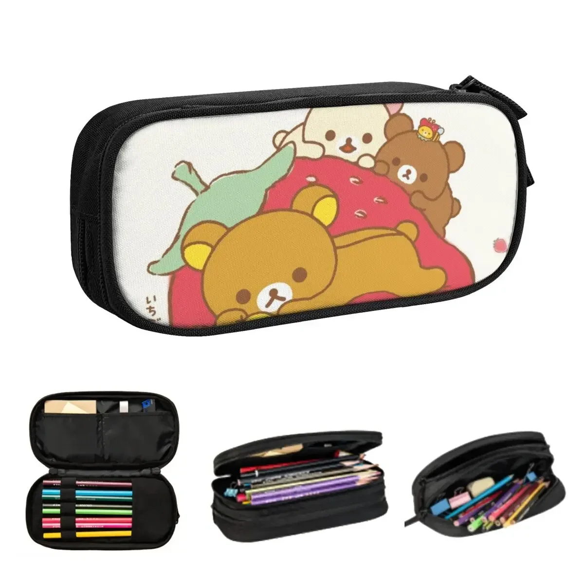 

Rilakkuma Sakura Pencil Cases Large Capacity Pen Bags Pen Box Pencil Pouch For Boys Girls Students Stationery School Office