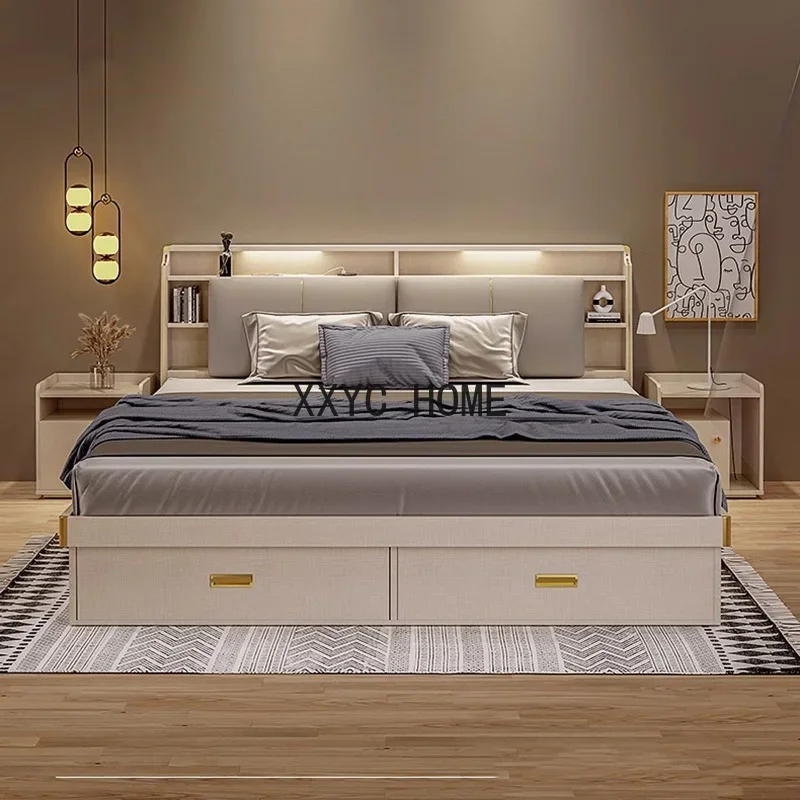 Modern Marriage Bed Minimalist Queen Size Luxury Bedroom Bed Multifunctional Storage Camas De Casal De Luxo Home Furniture