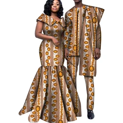 Vêtements Africains pour Couple, Robes sulfMaxi et viser, Ensemble de Tenues en Coton Imprimé Africain pour ixde Mariage, WYQ556