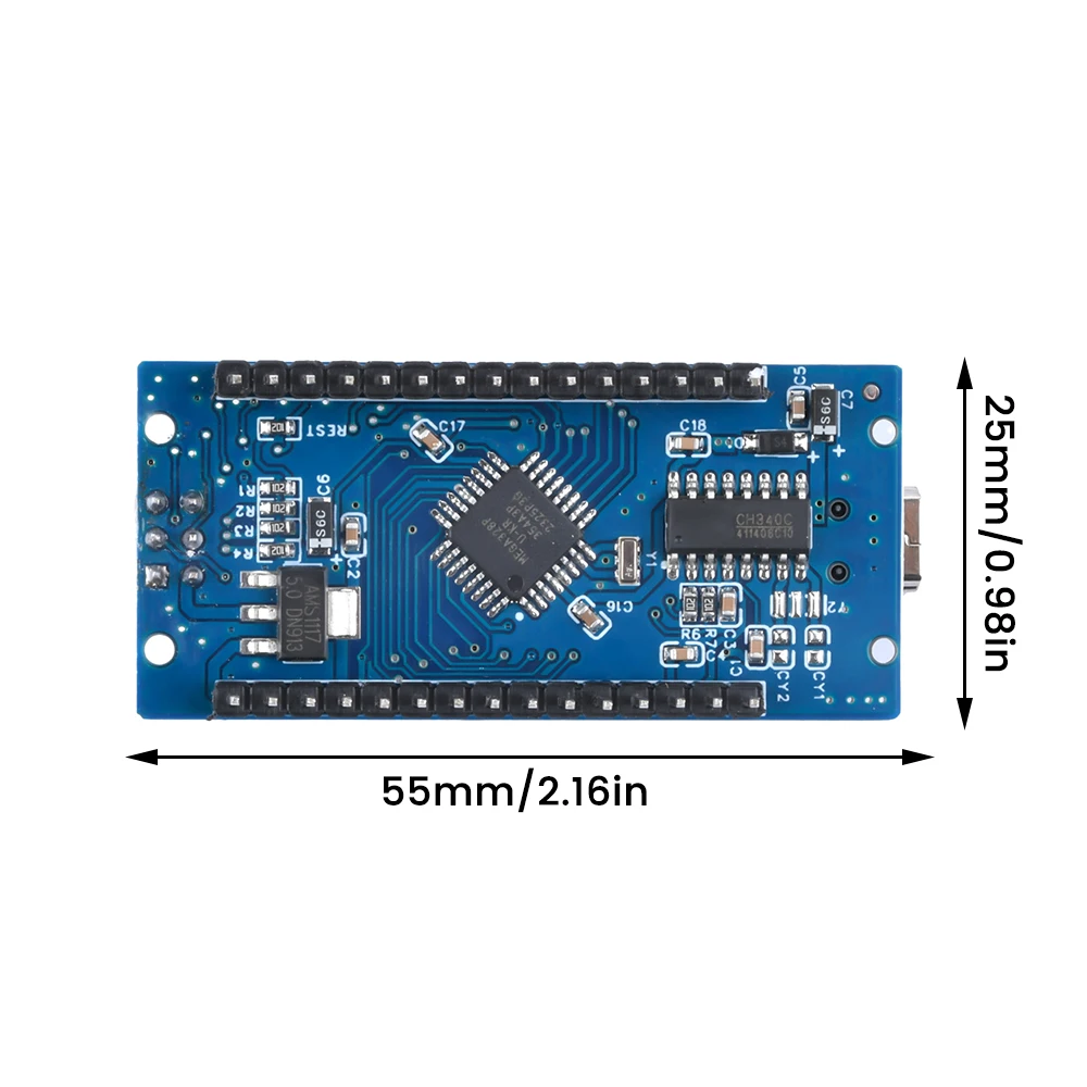 V3.0 Atmega328P CH340C Tela OLED integrada de 0,91 "resolução 128 x 32 SSD1306 LIC I2C compatível com Arduino Nano V3.0